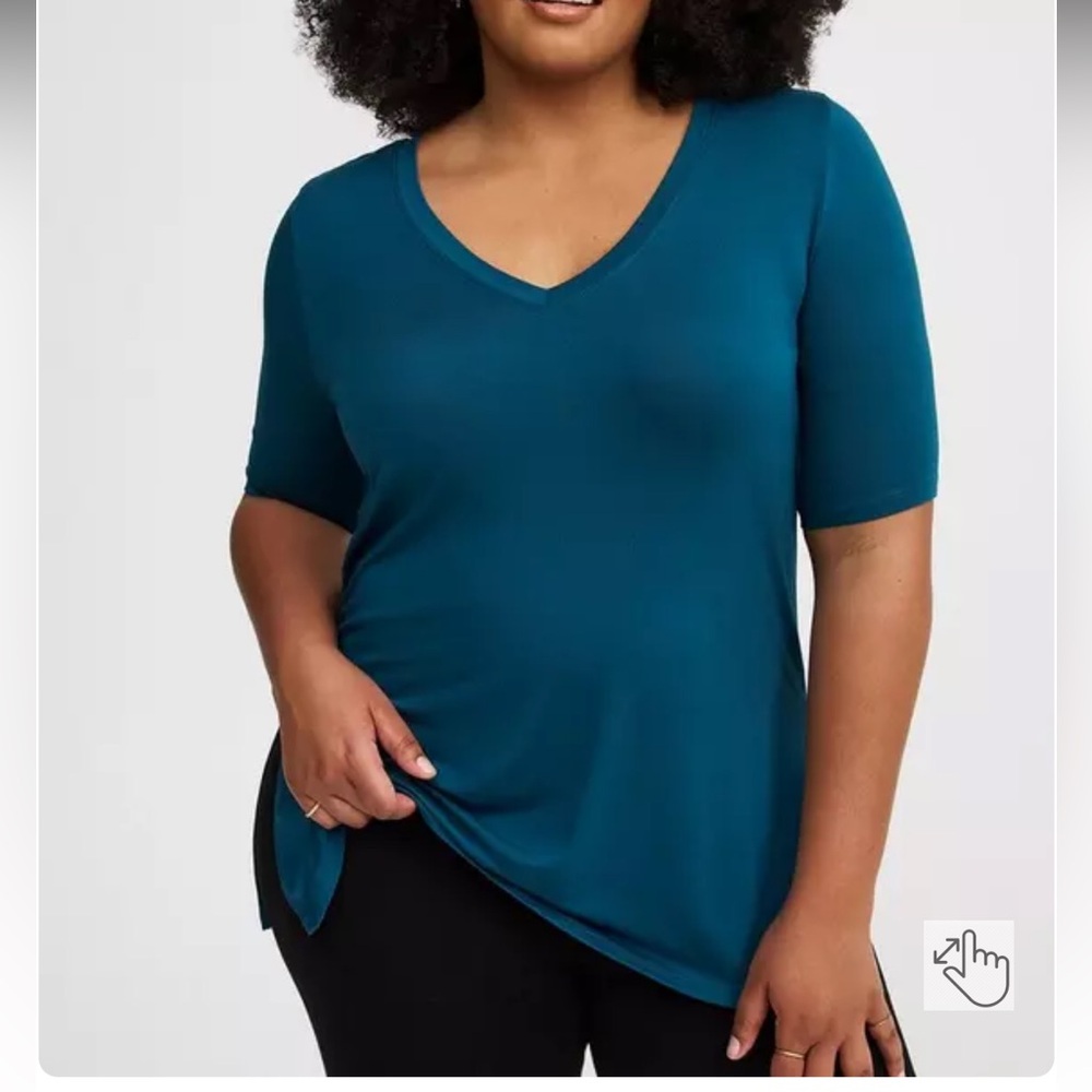 Torrid Teal Short Sleeve V-Neck Top